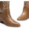 image:imageDREAM PAIRS Womens Cowboy Boots Mid Calf Cowgirl Boots Embroidery Stitched Western BootsLight Brown