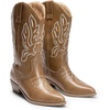 image:imageDREAM PAIRS Womens Cowboy Boots Mid Calf Cowgirl Boots Embroidery Stitched Western BootsLight Brown