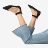 image:imageDREAM PAIRS Womens Low Wedge Pointed Toe Ankle Strap Dress Comfortable Casual Flats Shoes for Prom Party WeddingBlackNubuck