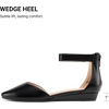 image:imageDREAM PAIRS Womens Low Wedge Pointed Toe Ankle Strap Dress Comfortable Casual Flats Shoes for Prom Party WeddingBlackPu