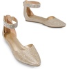 image:imageDREAM PAIRS Womens Low Wedge Pointed Toe Ankle Strap Dress Comfortable Casual Flats Shoes for Prom Party WeddingGoldGlitter