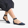 image:imageDREAM PAIRS Womens Low Wedge Pointed Toe Ankle Strap Dress Comfortable Casual Flats Shoes for Prom Party WeddingNavyPu