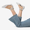 image:imageDREAM PAIRS Womens Low Wedge Pointed Toe Ankle Strap Dress Comfortable Casual Flats Shoes for Prom Party WeddingSilverGlitter