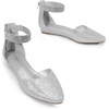 image:imageDREAM PAIRS Womens Low Wedge Pointed Toe Ankle Strap Dress Comfortable Casual Flats Shoes for Prom Party WeddingSilverGlitter