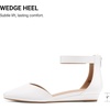 image:imageDREAM PAIRS Womens Low Wedge Pointed Toe Ankle Strap Dress Comfortable Casual Flats Shoes for Prom Party WeddingWhitePu