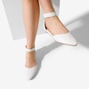 image:imageDREAM PAIRS Womens Low Wedge Pointed Toe Ankle Strap Dress Comfortable Casual Flats Shoes for Prom Party WeddingWhitePu