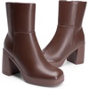 image:imageDREAM PAIRS Womens Platform Gogo Ankle Boots Chunky High Heels Square Toe Comfort Party Dress Side Zipper Booties Shoes for WomenBrown