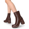 image:imageDREAM PAIRS Womens Platform Gogo Ankle Boots Chunky High Heels Square Toe Comfort Party Dress Side Zipper Booties Shoes for WomenBrown