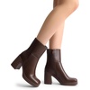 image:imageDREAM PAIRS Womens Platform Gogo Ankle Boots Chunky High Heels Square Toe Comfort Party Dress Side Zipper Booties Shoes for WomenBrown