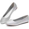image:imageDREAM PAIRS Womens SoleSimple Wide Width Flats Ballerina Walking Flats Comfortable Slip on ShoesSilverGlitter