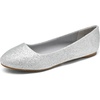 image:imageDREAM PAIRS Womens SoleSimple Wide Width Flats Ballerina Walking Flats Comfortable Slip on ShoesSilverGlitter