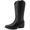 image:imageDREAM PAIRS Cowboy Boots for Women Cowgirl Western Mid Calf Boots Snip Toe Embroidered Stitched Low Chunky Heel Pull On Fashion BootsBlack