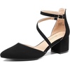 image:imageDREAM PAIRS Womens Closed Pointed Toe Low Chunky Heels Pumps Ankle Strap Wedding Business Dressy ShoesBlacknubuck