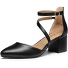 image:imageDREAM PAIRS Womens Closed Pointed Toe Low Chunky Heels Pumps Ankle Strap Wedding Business Dressy ShoesBlackpu