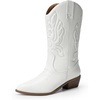 image:imageDREAM PAIRS Womens Cowboy Boots Mid Calf Cowgirl Boots Embroidery Stitched Western BootsWhite