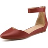 image:imageDREAM PAIRS Womens Low Wedge Pointed Toe Ankle Strap Dress Comfortable Casual Flats Shoes for Prom Party WeddingRedPu