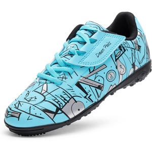 image:imageDREAM PAIRS Boys Girls Indoor Turf Soccer Cleats Lace Up Athletic Youth Futsal Football Casual Shoes for LittleBig KidBlue
