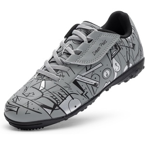 image:imageDREAM PAIRS Boys Girls Indoor Turf Soccer Cleats Lace Up Athletic Youth Futsal Football Casual Shoes for LittleBig KidGrey