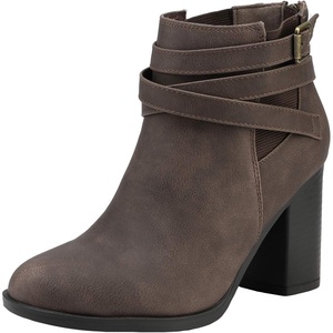 image:imageDREAM PAIRS Womens Chunky High Heel Ankle Boots Close Toe Fall Heeled Booties ShoesBrown