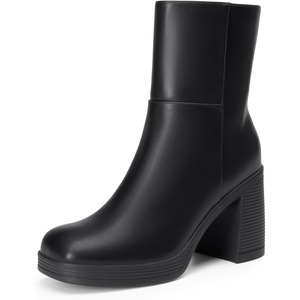 image:imageDREAM PAIRS Womens Platform Gogo Ankle Boots Chunky High Heels Square Toe Comfort Party Dress Side Zipper Booties Shoes for WomenBlack
