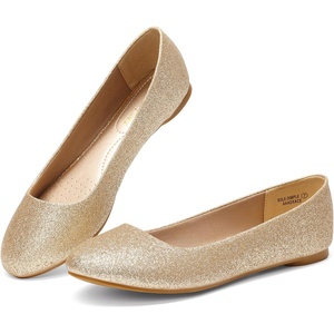 image:imageDREAM PAIRS Womens SoleSimple Wide Width Flats Ballerina Walking Flats Comfortable Slip on ShoesGoldGlitter