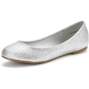 image:imageDREAM PAIRS Womens SoleSimple Wide Width Flats Ballerina Walking Flats Comfortable Slip on ShoesSilverGlitter