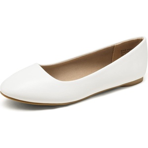 image:imageDREAM PAIRS Womens SoleSimple Wide Width Flats Ballerina Walking Flats Comfortable Slip on ShoesWhitePu