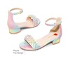image:imageDREAM PAIRS Girls Sandals Low Heel Pump Ankle Strap Pearl Dress Flower Wedding Party Shoes for Little KidBig Kid