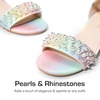 image:imageDREAM PAIRS Girls Sandals Low Heel Pump Ankle Strap Pearl Dress Flower Wedding Party Shoes for Little KidBig Kid