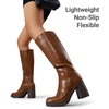 image:imageDREAM PAIRS Knee High Boots for Women Platform Square Toe Chunky Block Heeled Stylish Comfortable Tall Boots with Side ZipperLight Brown