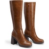 image:imageDREAM PAIRS Knee High Boots for Women Platform Square Toe Chunky Block Heeled Stylish Comfortable Tall Boots with Side ZipperLight Brown