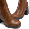 image:imageDREAM PAIRS Knee High Boots for Women Platform Square Toe Chunky Block Heeled Stylish Comfortable Tall Boots with Side ZipperLight Brown
