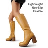 image:imageDREAM PAIRS Knee High Boots for Women Platform Square Toe Chunky Block Heeled Stylish Comfortable Tall Boots with Side ZipperYellow
