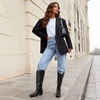 image:imageDREAM PAIRS Womens Cowboy Boots Western Comfortable Chunky Heel Square Toe Embroidered Cowgirl Knee High BootsBlack