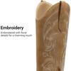 image:imageDREAM PAIRS Womens Cowboy Boots Western Comfortable Chunky Heel Square Toe Embroidered Cowgirl Knee High BootsTan