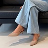 image:imageDREAM PAIRS Womens Kitten Heels Slingback Low Closed Toe Comfortable Pumps Pointed Toe Wedding Party Elegant Dress ShoesNude
