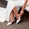 image:imageDREAM PAIRS Womens Kitten Heels Slingback Low Closed Toe Comfortable Pumps Pointed Toe Wedding Party Elegant Dress ShoesWhite