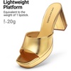 image:imageDREAM PAIRS Womens Platform Block Heel Mule Sandals Square Toe Ankle Strap Slip On Comfortable Heeled Sandals for Party Wedding ShoesGold