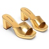 image:imageDREAM PAIRS Womens Platform Block Heel Mule Sandals Square Toe Ankle Strap Slip On Comfortable Heeled Sandals for Party Wedding ShoesGold