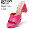 image:imageDREAM PAIRS Womens Platform Block Heel Mule Sandals Square Toe Ankle Strap Slip On Comfortable Heeled Sandals for Party Wedding ShoesHot Pink
