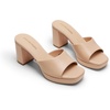 image:imageDREAM PAIRS Womens Platform Block Heel Mule Sandals Square Toe Ankle Strap Slip On Comfortable Heeled Sandals for Party Wedding ShoesNude