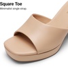 image:imageDREAM PAIRS Womens Platform Block Heel Mule Sandals Square Toe Ankle Strap Slip On Comfortable Heeled Sandals for Party Wedding ShoesNude
