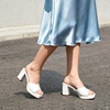 image:imageDREAM PAIRS Womens Platform Block Heel Mule Sandals Square Toe Ankle Strap Slip On Comfortable Heeled Sandals for Party Wedding ShoesWhite
