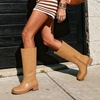 image:imageDREAM PAIRS Womens Square Toe Platform Chunky Block Heel Knee High Riding BootsAll Yellow