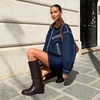 image:imageDREAM PAIRS Womens Square Toe Platform Chunky Block Heel Knee High Riding BootsDark Brown
