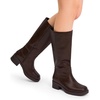 image:imageDREAM PAIRS Womens Square Toe Platform Chunky Block Heel Knee High Riding BootsDark Brown