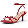 image:imageDREAM PAIRS 2026 Womens Bow Heels Kitten Heels for Women Square Toe Strappy Heeled Sandals Elegant Wedding amp Bridal Bownots Sandals for Formal amp Special OccasionsRed