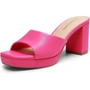 image:imageDREAM PAIRS Womens Platform Block Heel Mule Sandals Square Toe Ankle Strap Slip On Comfortable Heeled Sandals for Party Wedding ShoesHot Pink