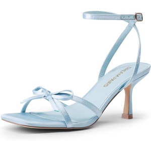 image:imageDREAM PAIRS 2026 Womens Bow Heels Kitten Heels for Women Square Toe Strappy Heeled Sandals Elegant Wedding amp Bridal Bownots Sandals for Formal amp Special OccasionsBlue