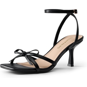 image:imageDREAM PAIRS 2026 Womens Bow Heels Kitten Heels for Women Square Toe Strappy Heeled Sandals Elegant Wedding amp Bridal Bownots Sandals for Formal amp Special OccasionsBlack